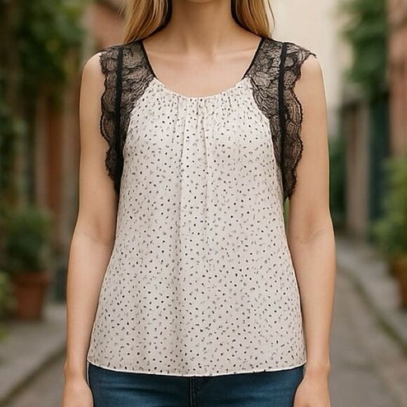 Loft Polka Dot Sleeveless Summer Top - Picture 1 of 5